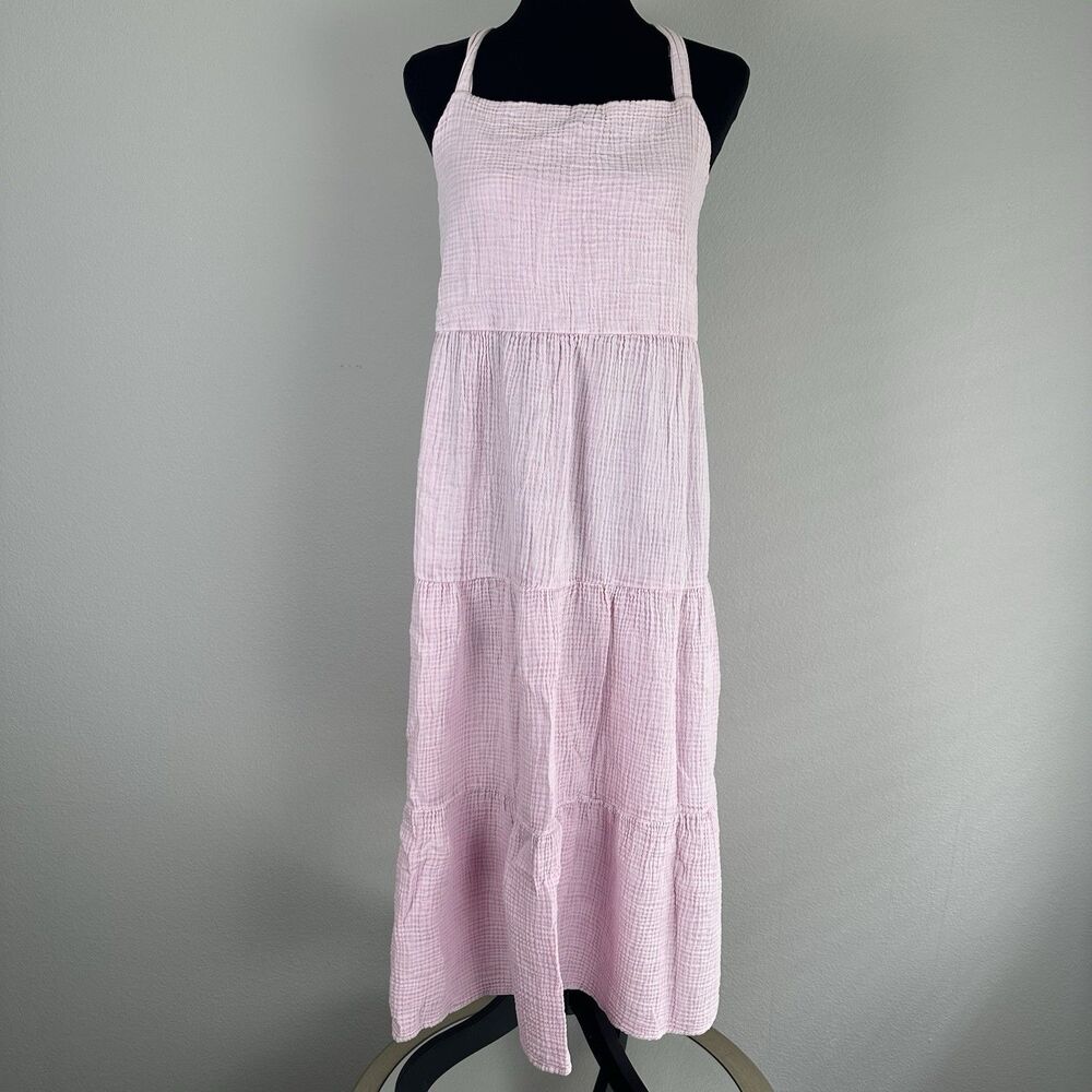 Z SUPPLY Gauzy Tiered Midi Dress in Bleached Pink Mauve Size Large Boho Summer - Picture 4 of 16